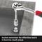 A ratchet with a socket extension is tightening a screw on a hard-to-reach steel frame.