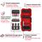 'A tool set with impact-resistant socket wrenches, bits and a bit holder. Includes interchangeable sockets and organised storage space.'