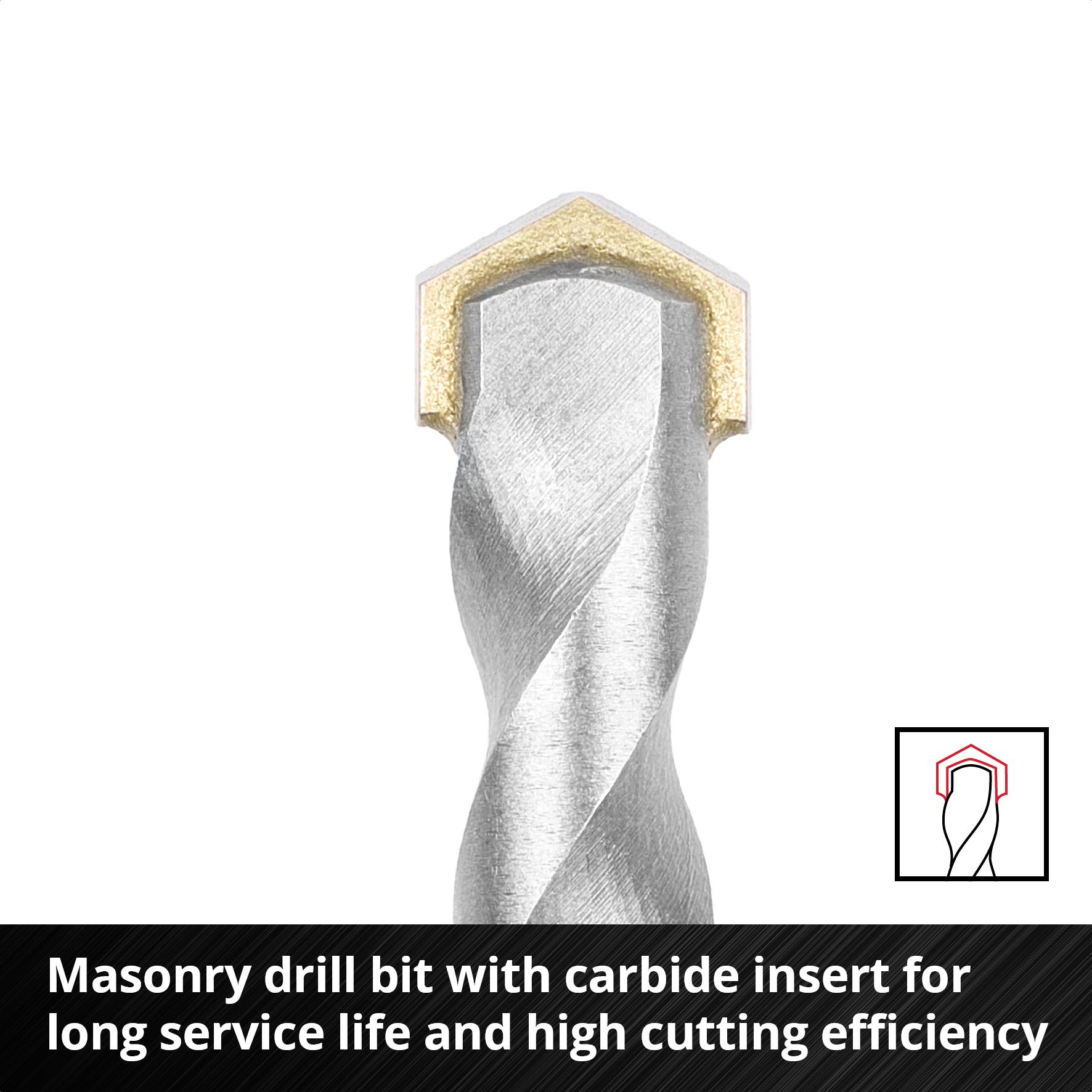 Universal drill bit with a ground hard metal plate for various drilling tasks, showing the tip and construction in close-up.