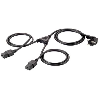 'Y-Power Cable: Schuko plug for two cold appliance sockets, for connecting electrical devices to a power source.'