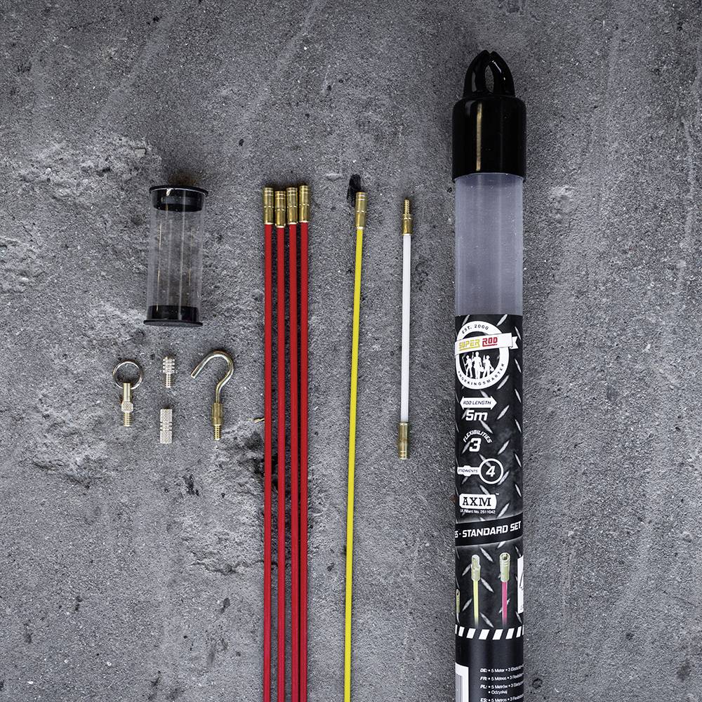 Contains a joint cleaner set with red and yellow rods, brush attachments, and packaging tubes on a grey background.