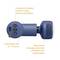 A blue massage device with three vibration levels, long battery life (2–3 hours) and deep tissue massage function.