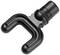 Black hook attachment for a vacuum cleaner hose.