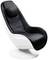 Black, ergonomic, swivel massage chair with a smooth, white base for comfortable seating in a modern style.