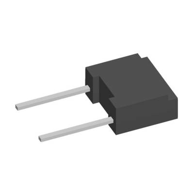 A black plastic rectifier with two metal terminals, used in electronic circuits to convert alternating current to direct current.