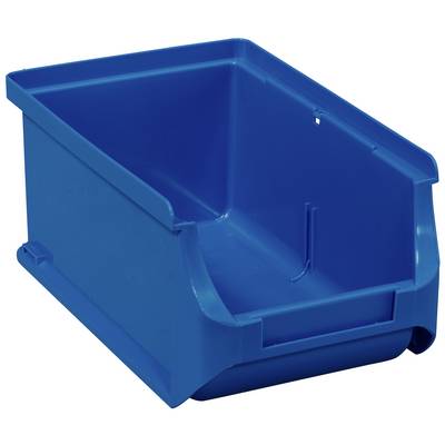A blue, rectangular storage container with an open front access, suitable for storing smaller items.