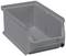 Grey plastic storage box with an open front, suitable for storing items.