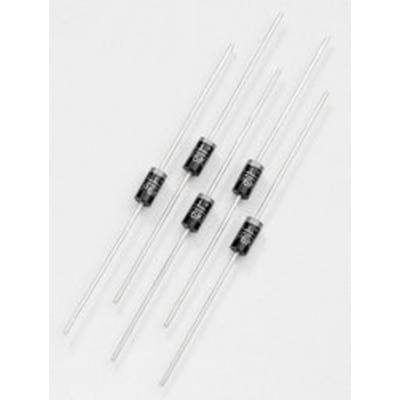 Six black cylindrical diodes with silver wire connections.