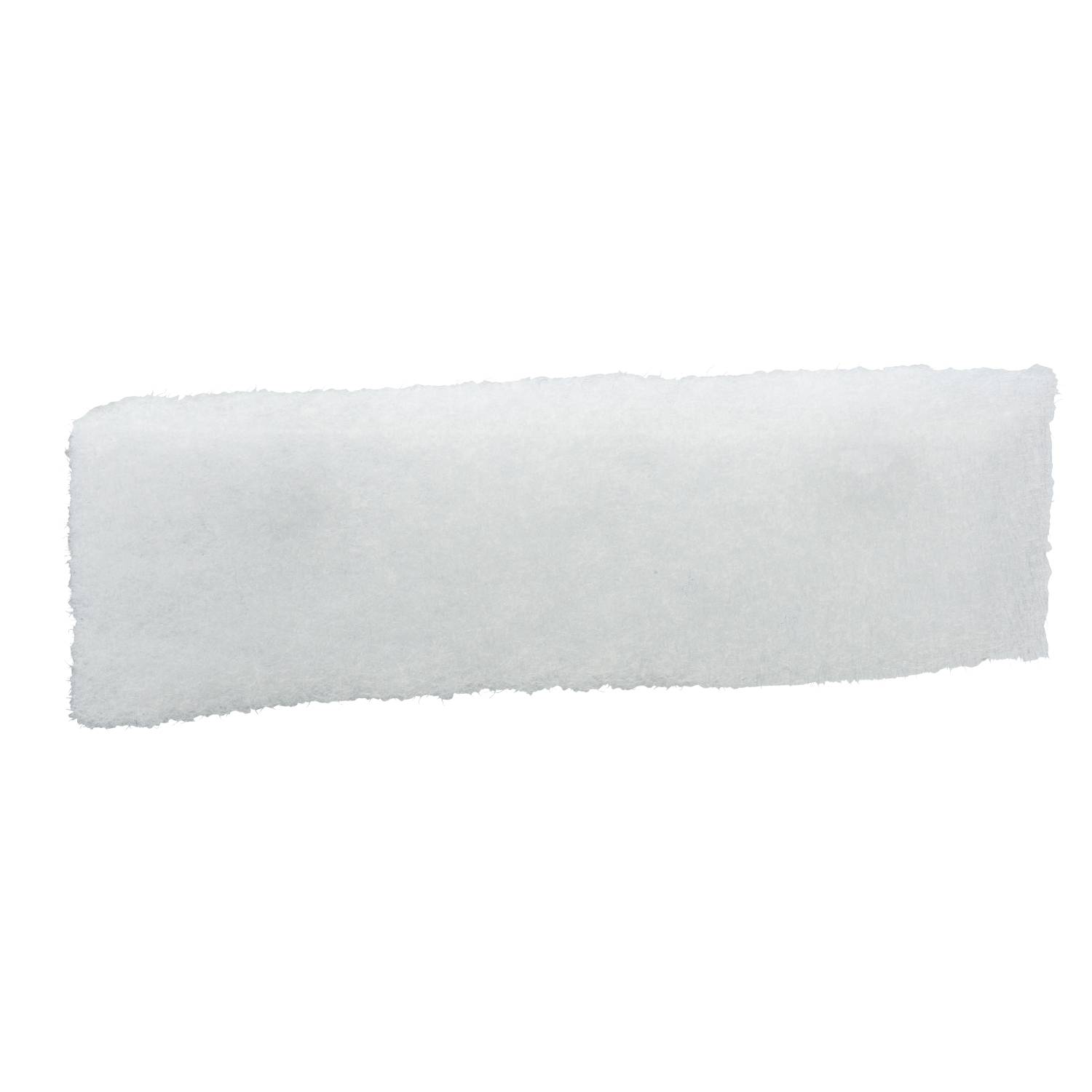 A white, rectangular pad, possibly made of non-woven fabric or foam, against a neutral background.