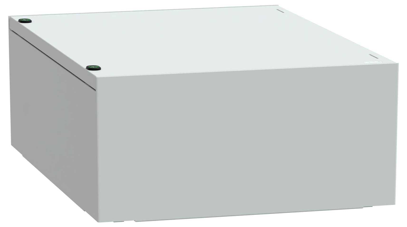 A rectangular gray box with two visible screws on the top corners, likely indicating a secure enclosure or case for electronics or storage.