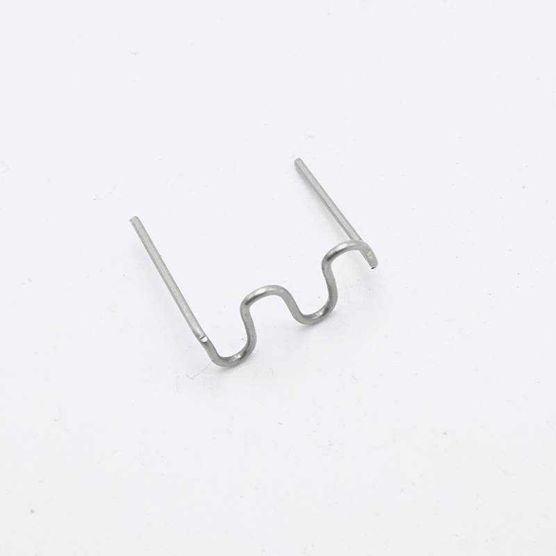 A U-shaped metal piece with two curved ends on a white background.