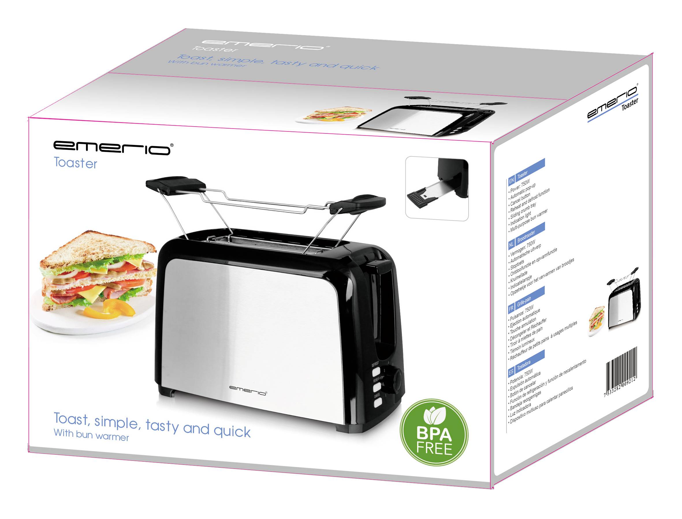Buy EMERIO Toaster Toaster with home baking attachment Black