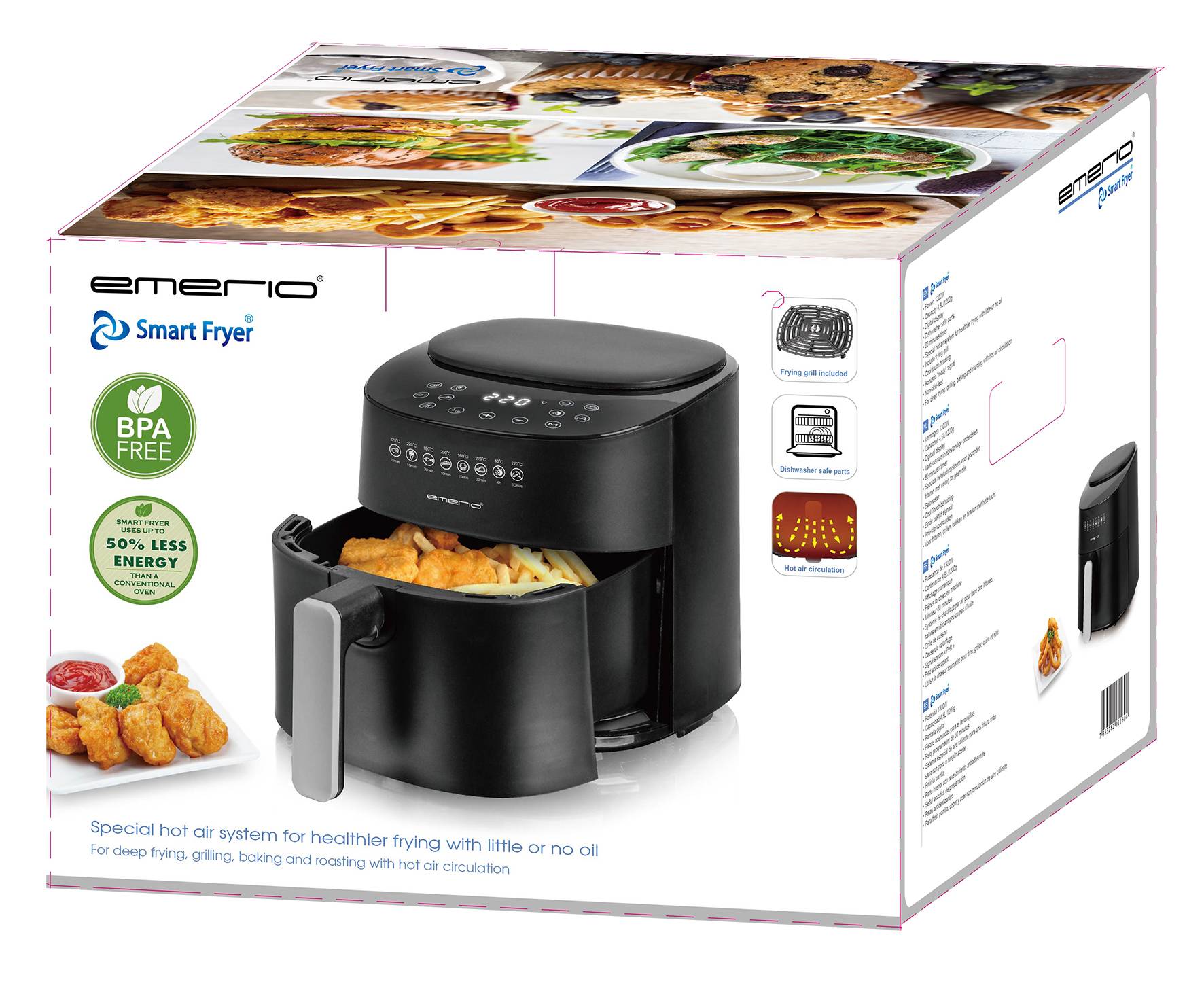 Buy EMERIO AF 129369 Air fryer 4.5 l 1300 W Black Conrad Electronic