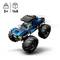 A blue toy truck made of Lego bricks with large tyres. Recommended age 5+, Number of pieces: 148.