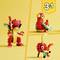 Lego Set 3-in-1: Dragon, Parrot, Fish. Yellow-red design. Main dragon with wings on the left. Parrot top right. Fish bottom right.