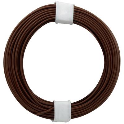 A roll of brown cable, neatly coiled and secured with white clips.