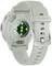 Mint green smartwatch with a silicone strap, showing the rear view with sensors and brand logo. Designed for fitness and health tracking.