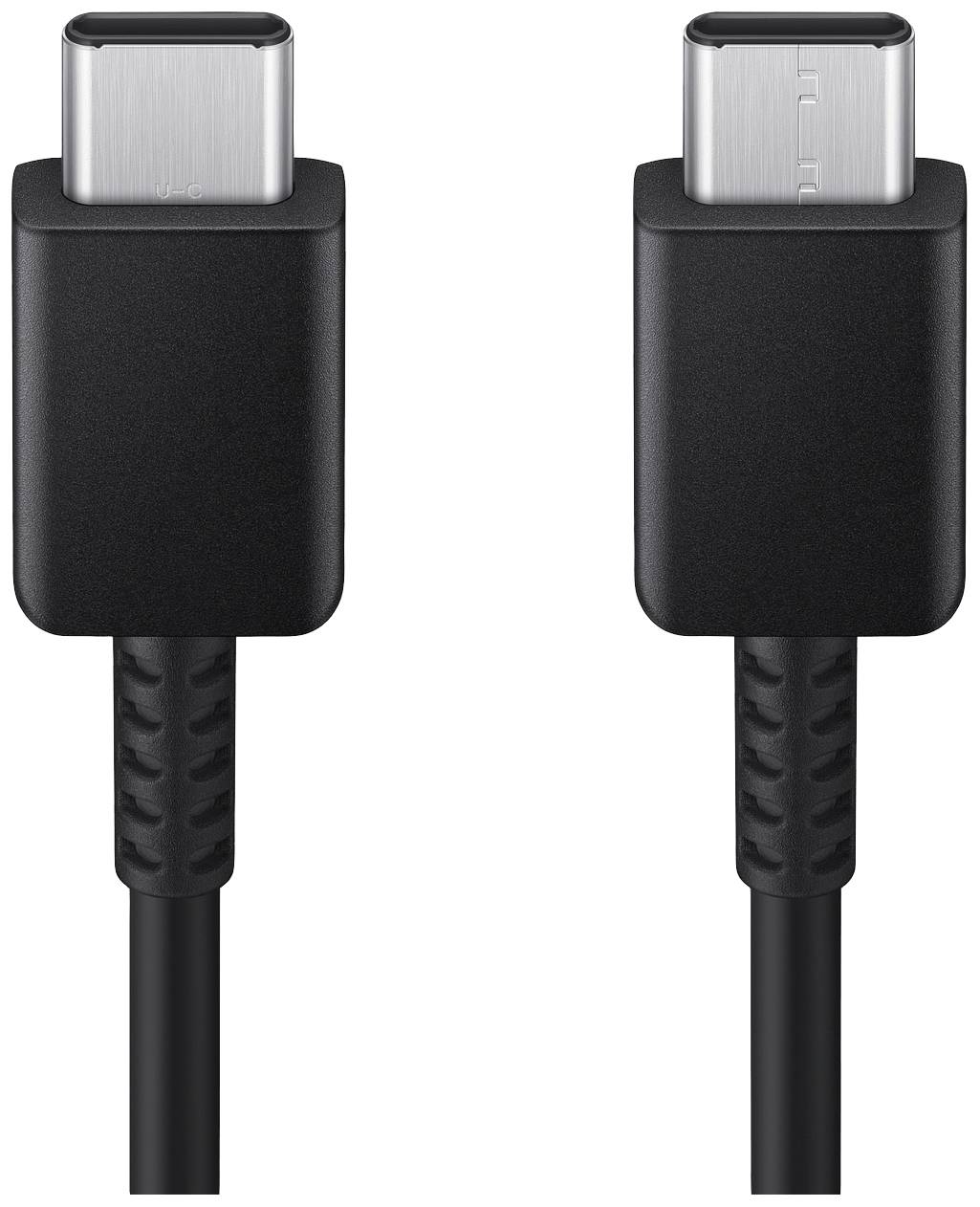 Two USB-C cables with black casings, each with a silver connector, side by side on a white background.