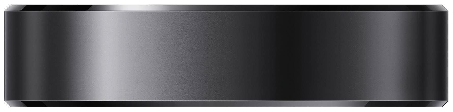 A dark, glossy, rectangular object with rounded edges, resembling a technical device or modern design element.