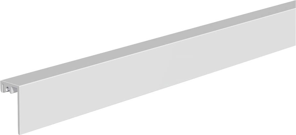 Long gray metal trim or channel molding shown at an angle on a white background.