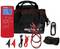 Multimeter Set: Red multimeter, black carry case, test leads in various colours, USB cable and straps.