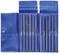 A set of twelve precision files in a blue carry case, with various shapes and sizes, suitable for fine detailed work.