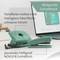 A 'Focus on Desk' poster shows a mint-coloured stapler (Novus B2) in front of a laptop. Text: 'Trendy colour mellow mint with high-gloss surface'.