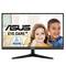 An ASUS monitor with TÜV certification for eye protection. On the screen: a laughing child and a girl covering one eye.