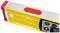 A yellow spirit level body with red and white ends and a digital display. Ideal for precise levelling.