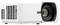 A white projector with a large lens, suitable for presentations or home cinema applications.