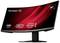 Curved 34-inch monitor by ViewSonic, model 1500R, with USB-C and docking functionality. Display showing red graphics.