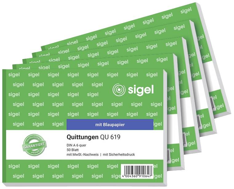 Sigel 619Q5 Receipt book A6 landscape No. of sheets: 50 5 pc(s)