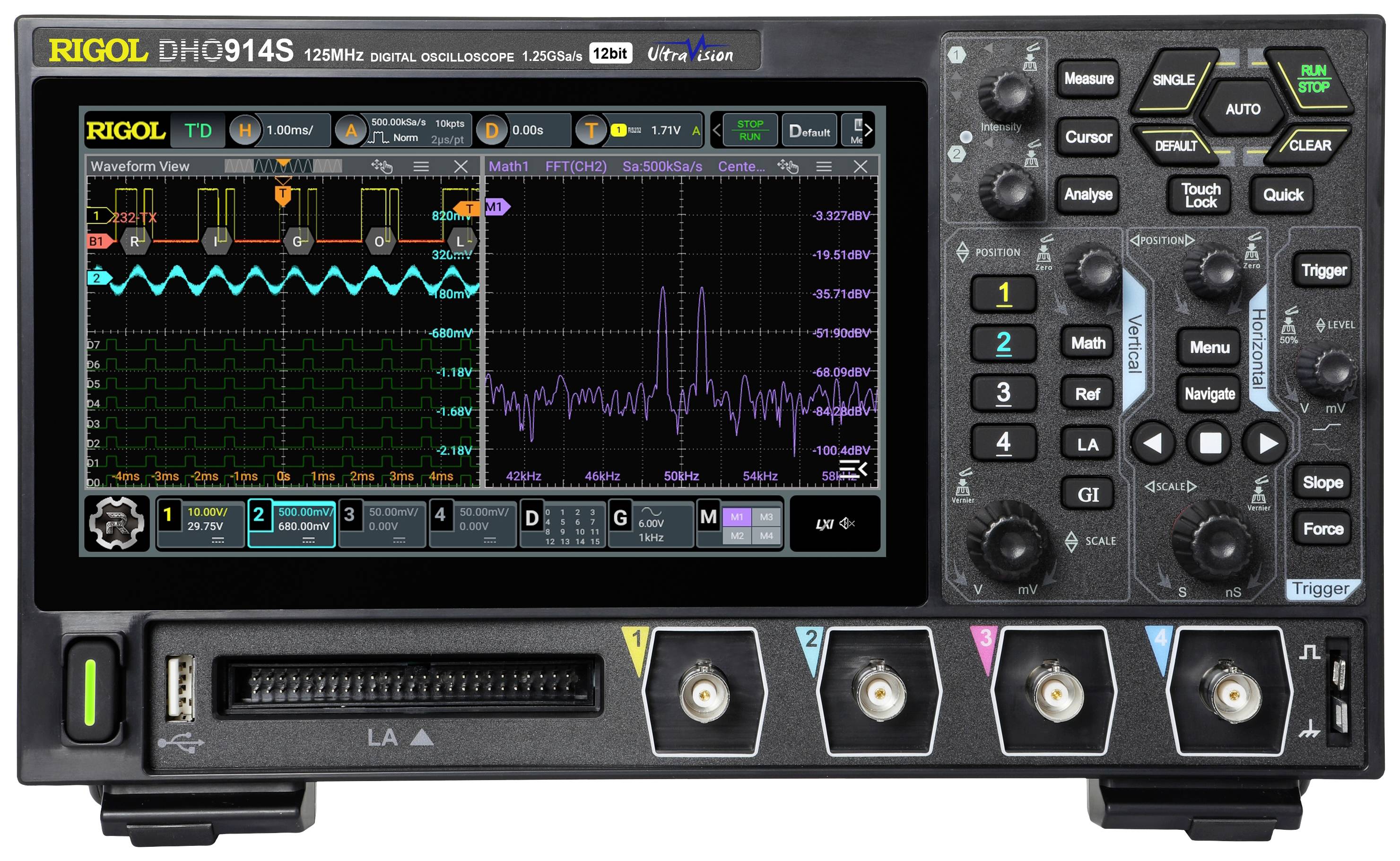 Rigol DHO914S Digital 125 MHz 1.25 GS/s 50 MP 12 Bit 1 pc(s)