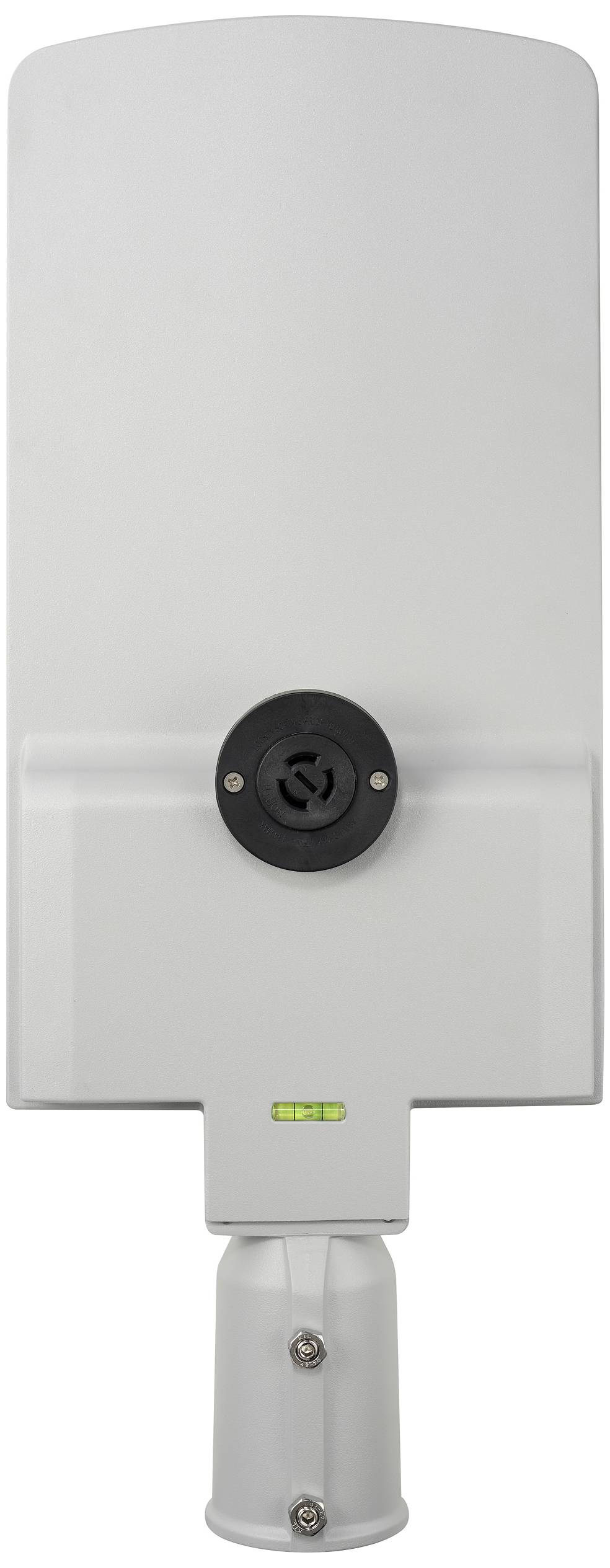 White, rectangular antenna with a round mounting ring in the centre and a mast leg underneath. Ideal for outdoor installations.