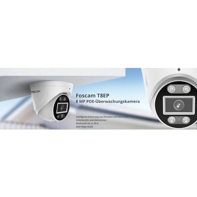 'Foscam T8EP 8 MP POE Surveillance Camera with Intelligent Detection, Night Vision up to 20 m, Two-Way Audio. Suitable for Monitoring.'
