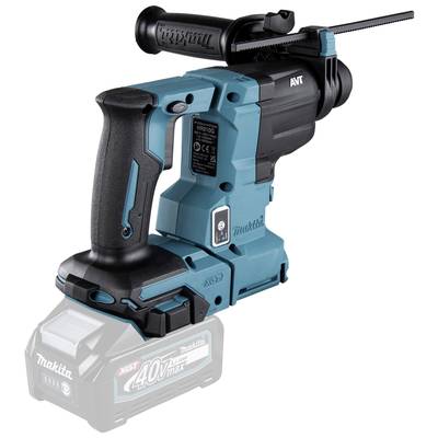 Cordless drill hammer with ergonomic handle, anti-vibration technology and interchangeable drill chuck. Model in blue and black.