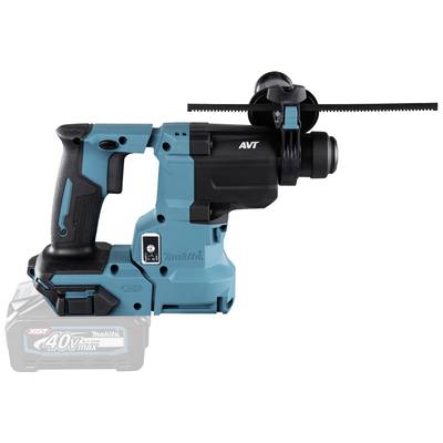A navy-blue cordless hammer drill with AVT technology from Makita. Battery displays '40V max'.