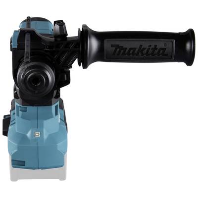 Electric hand tool with a blue casing and black handle shown from the front, suitable for construction or repair work.
