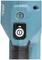 A blue electric tool with a black on/off switch that glows green. It has a slim, handle-like shape.