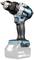 Cordless drill in blue-black with silver chuck and grey 18V lithium-ion battery, suitable for DIY projects.