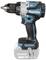 Blue and black cordless drill with silver accents. Marked with 'Makita' and 'Brushless'.