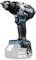 Blue and black cordless drill with silver details and an 18V Li-Ion battery. Device by Makita brand, shown without battery.
