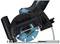 Hand circular saw with a blue protective housing and black handle, suitable for precise cuts.