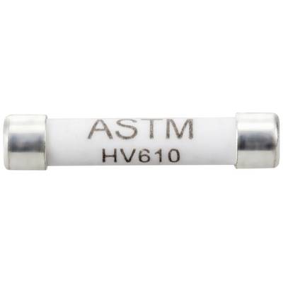 A cylindrical fuse insert with the inscription 'ASTM HV610' on a white background.