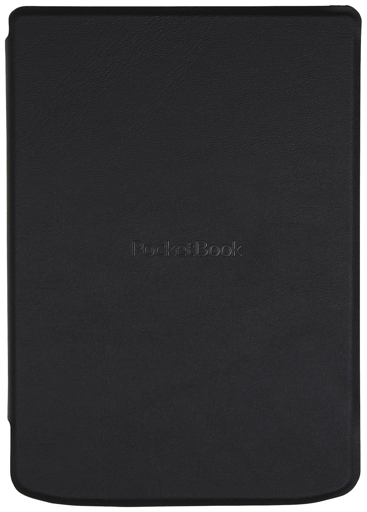 Black leather eReader case with 'PocketBook' logo on the front. Protects the device from scratches and impacts.