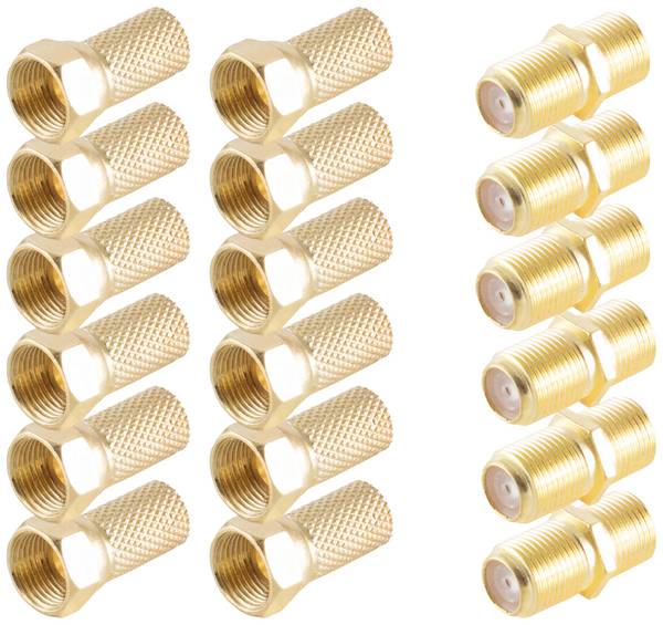 Shiverpeaks BS15-300014 F connector set gold-plated Connections: F plug, F socket, F plug Cable diameter: 6.7 mm 1 Set