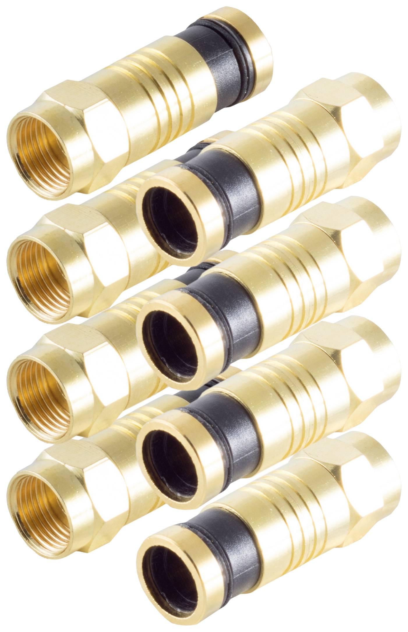 Shiverpeaks BS15-300814 F connector Compression, gold-plated Connections: F plug Cable diameter: 7.2 mm 4 pc(s)