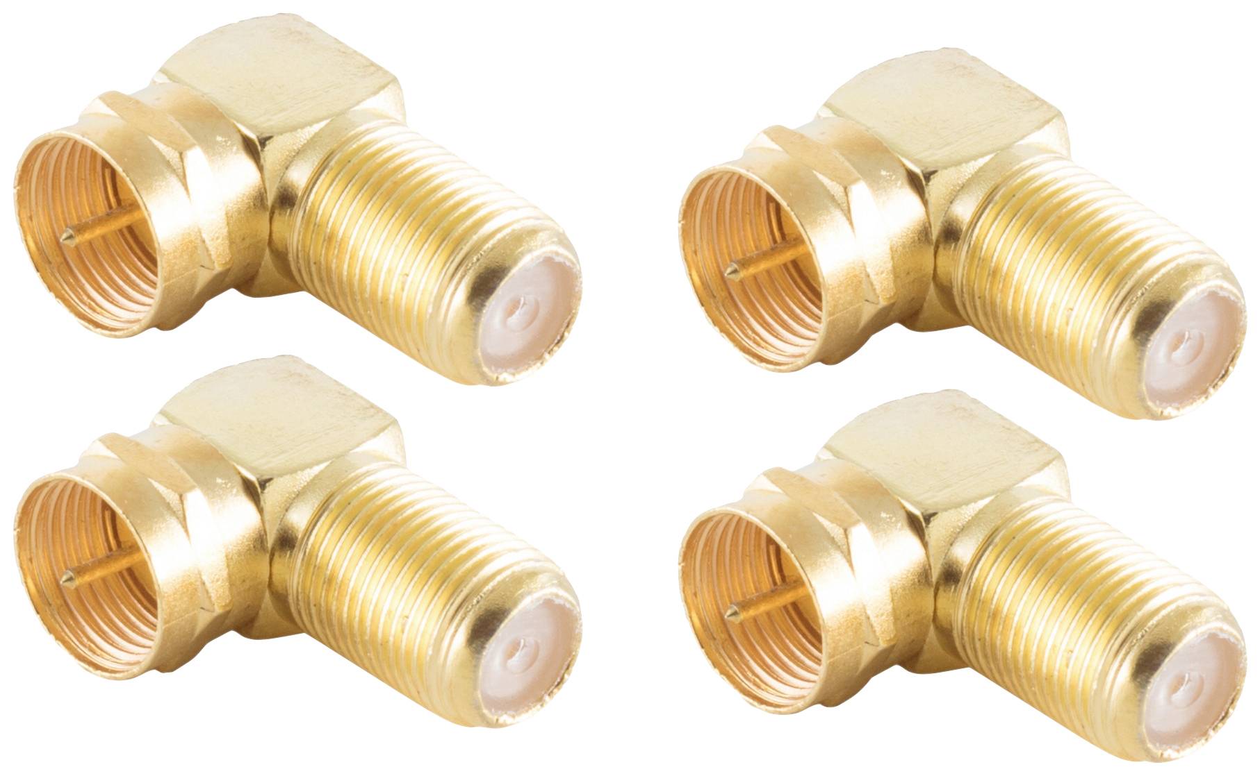 Shiverpeaks BS15-301714 F adapter (angled) gold-plated Connections: F plug, F socket 4 pc(s)