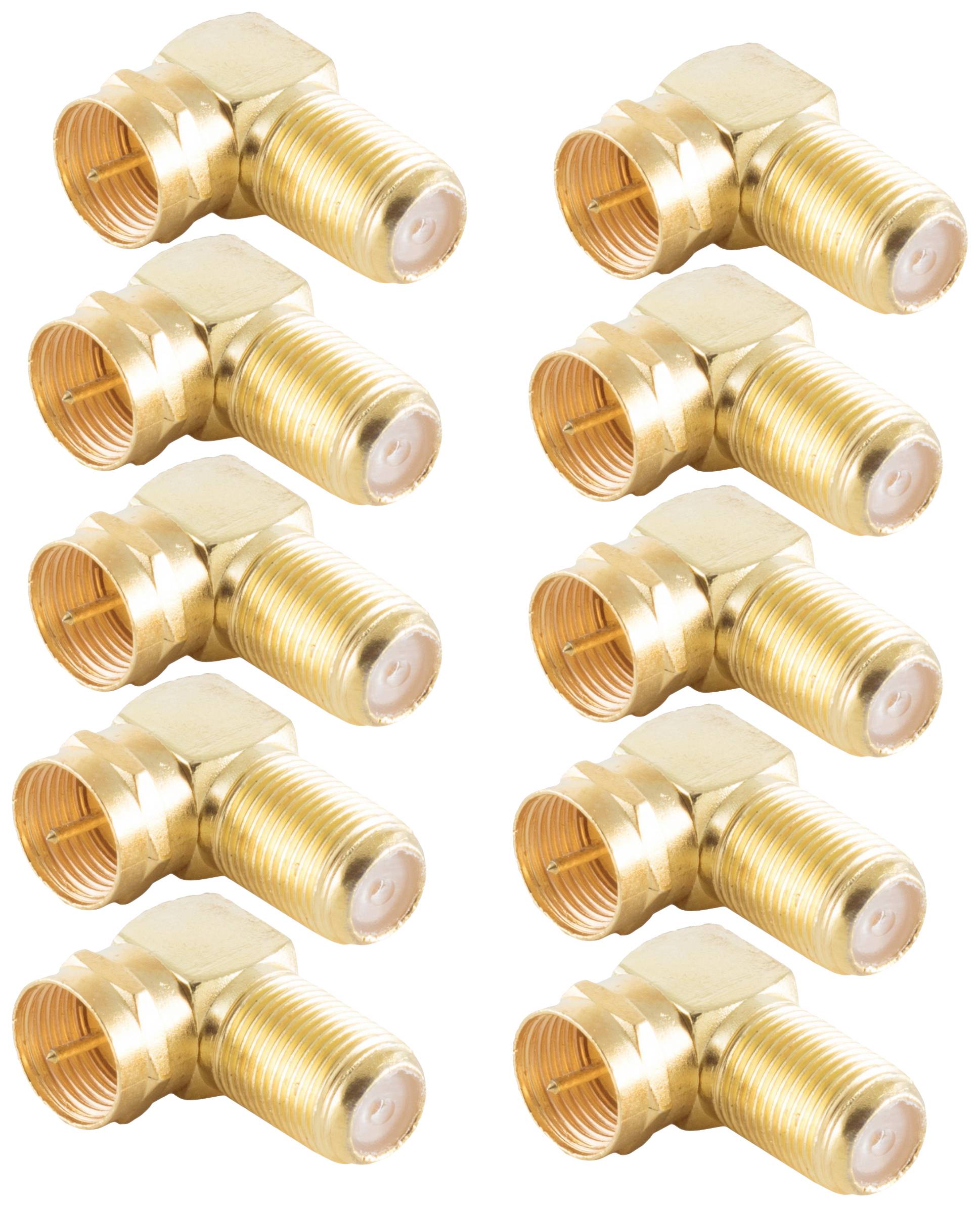 Shiverpeaks BS15-301814 F adapter (angled) gold-plated Connections: F plug, F socket 10 pc(s)