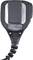 Close-up of a black, compact push-to-talk microphone with the Albrecht logo and technical specifications on the label.